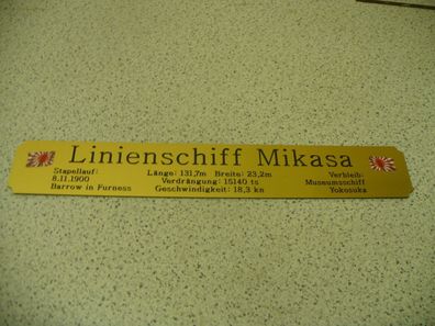 Namensschild für Modellständer mit Daten - Linienschiff Mikasa