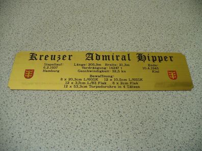 Hohes Namensschild mit zusätzlichen Daten für Modellständer - Admiral Hipper