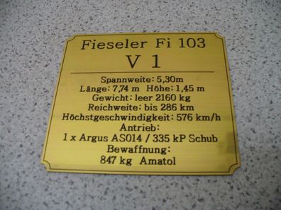 Namensschild für Modellständer oder Diorama - Fieseler F103 - V1