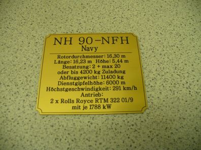 Namensschild für Modellständer oder Diorama - NH 90 - NFH Navy (oder TTH Heer)