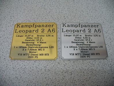 Namensschild für Modellständer oder Diorama - Leopard 2 A6