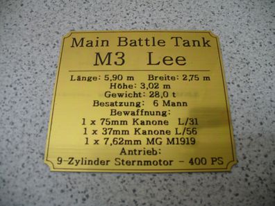 Namensschild für Modellständer oder Diorama - M3 Lee
