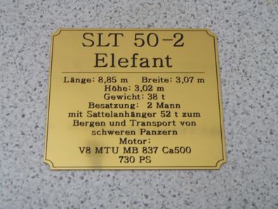 Namensschild für Modellständer oder Diorama - SLT 50-2 Elefant - oder SLT 56