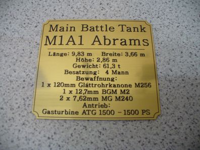 Namensschild für Modellständer oder Diorama - M1 A1 Abrams