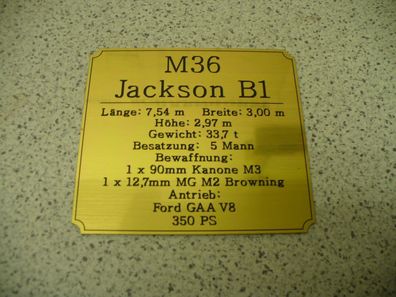 Namensschild für Modellständer oder Diorama - M36 Jackson B1
