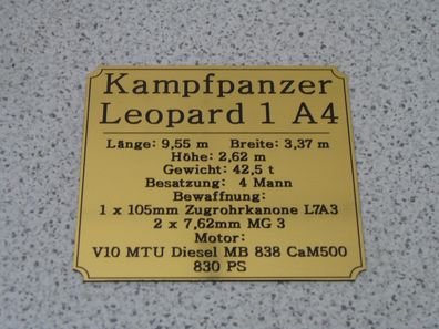Namensschild für Modellständer oder Diorama - Leopard 1 A4 (oder A1)