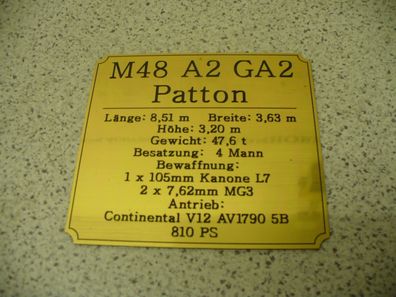 Namensschild für Modellständer oder Diorama - M48 A2 GA2 Patton