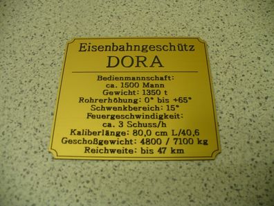 Namensschild für Modellständer oder Diorama - Eisenbahngeschütz DORA