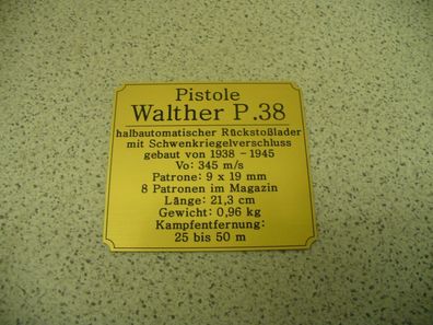 Namensschild für Modellständer oder Diorama - Pistole Walther P.38