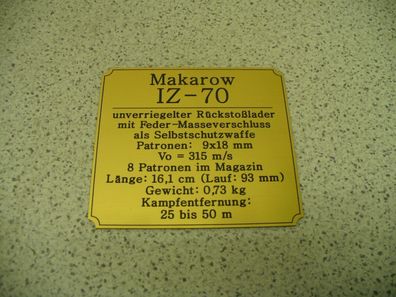 Namensschild für Modellständer oder Diorama - Pistole Makarow IZ-70