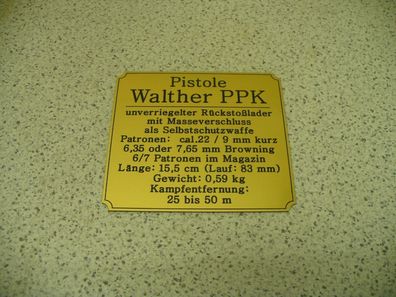 Namensschild für Modellständer oder Diorama - Pistole Walther PPK