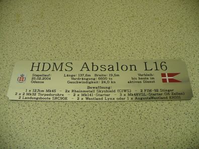 Hohes Namensschild mit zusätzlichen Daten für Modellständer - HDMS Absalon L16