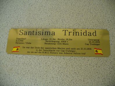 Hohes Namensschild mit zus. Daten für Modellständer - Santisima Trinidad