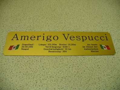 Hohes Namensschild mit zus. Daten für Modellständer - Amerigo Vespucci