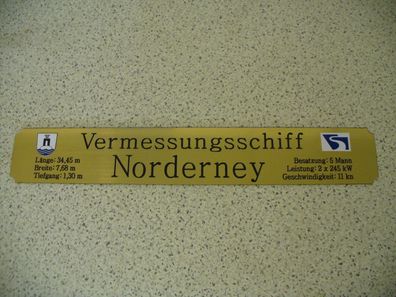 Namensschild für Modellständer mit Daten - Vermessungsschiff Norderney