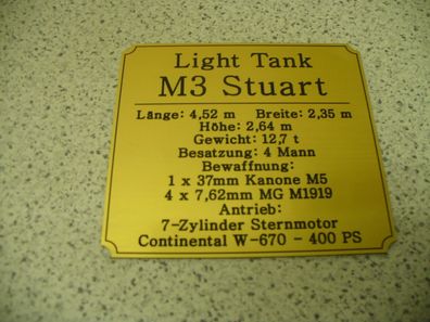 Namensschild für Modellständer oder Diorama - M3 Stuart