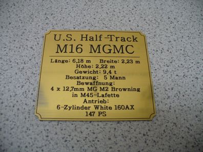 Namensschild für Modellständer oder Diorama - M16 MGMC Halftrack