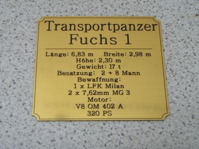 Namensschild für Modellständer oder Diorama - Transportpanzer Fuchs 1