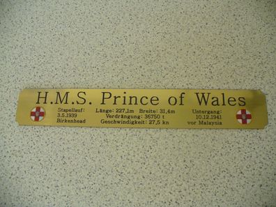 Namensschild für Modellständer mit Daten - HMS Prince of Wales