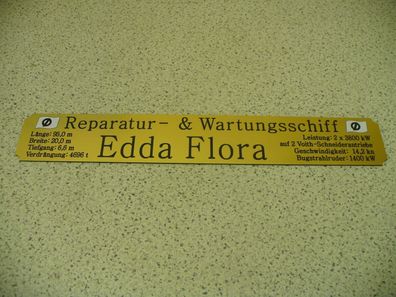 Namensschild für Modellständer mit Daten - Wartungsschiff Edda Flora