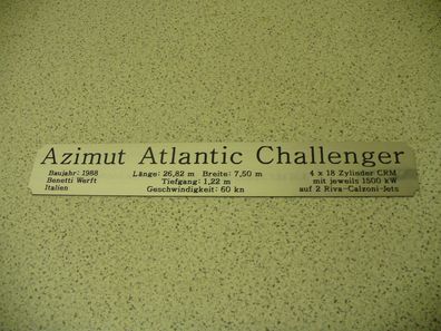 Namensschild für Modellständer mit Daten - Azimut Atlantic Challenger