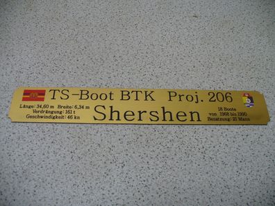Namensschild für Modellständer mit Daten - TS-Boot Shershen