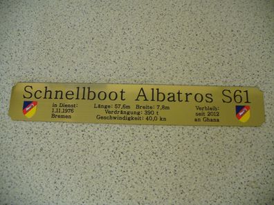 Namensschild für Modellständer mit Daten - Schnellboot Albatros S61