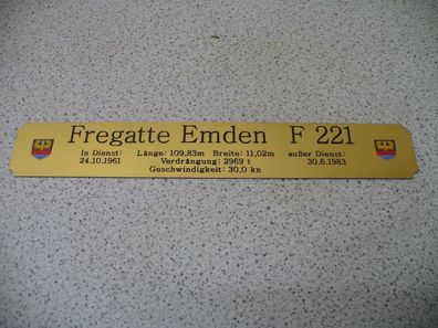 Namensschild für Modellständer mit Daten - Fregatte Emden F221
