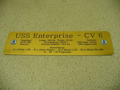 Hohes Namensschild mit zusätzlichen Daten für Modellständer - Enterprise CV6