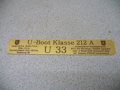 Namensschild für Modellständer mit Daten - Klasse 212A U33
