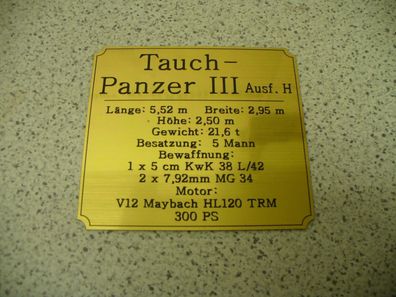 Namensschild für Modellständer oder Diorama - Tauchpanzer III