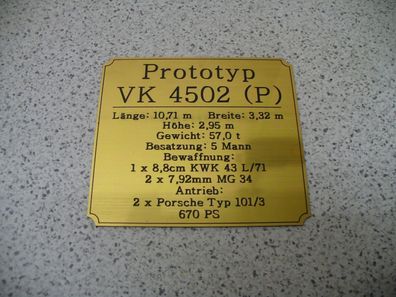 Namensschild für Modellständer oder Diorama - Prototyp VK 4502 / VK 4501