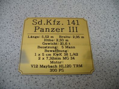 Namensschild für Modellständer oder Diorama - Panzer III