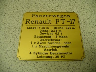Namensschild für Modellständer oder Diorama - Renault FT-17