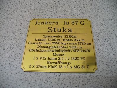 Namensschild für Modellständer oder Diorama - Junkers Ju 87 G Stuka