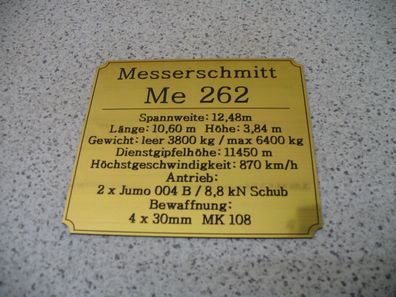 Namensschild für Modellständer oder Diorama - Messerschmitt Me 262