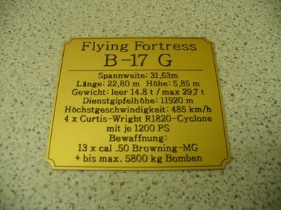 Namensschild für Modellständer oder Diorama - Flying Fortresss B-17 G