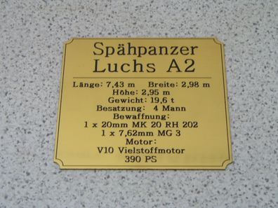 Namensschild für Modellständer oder Diorama - Spähpanzer Luchs A2