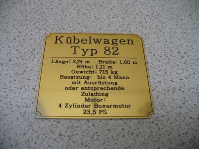 Namensschild für Modellständer oder Diorama - Kübelwagen Typ 82