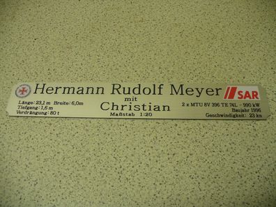 Namensschild für Modellständer mit Daten - Hermann Rudolf Meyer