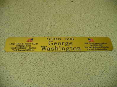Namensschild für Modellständer mit Daten - USS George Washington SSBN-598