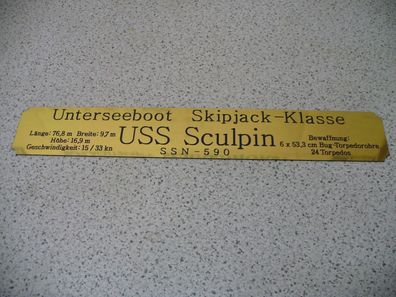 Namensschild für Modellständer mit Daten - USS Sculpin