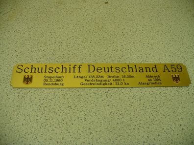 Namensschild für Modellständer mit Daten - Schulschiff Deutschland A59