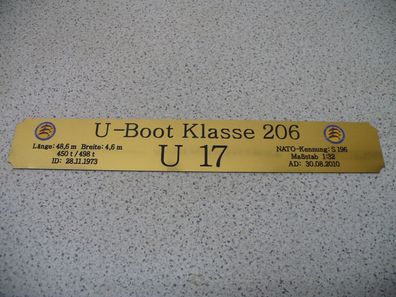 Namensschild für Modellständer mit Daten - Klasse 206 U17