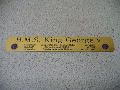 Namensschild für Modellständer mit Daten - HMS King George V