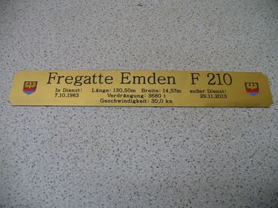 Namensschild für Modellständer mit Daten - Fregatte Emden F210