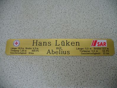 Namensschild für Modellständer mit Daten - Hans Lüken