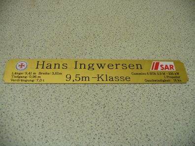 Namensschild für Modellständer mit Daten - Hans Ingwersen