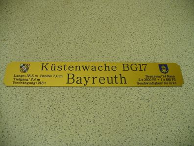 Namensschild für Modellständer mit Daten - Küstenwache BG 17 Bayreuth