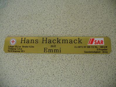 Namensschild für Modellständer mit Daten - Hans Hackmack